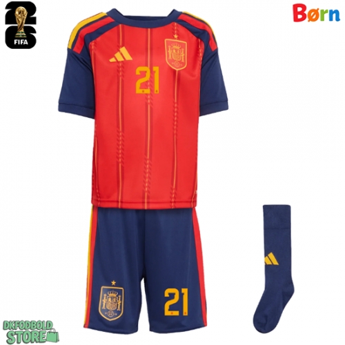 Spanien Mikel Oyarzabal #21 Replika Babytøj Hjemmebanesæt Børn VM 2026 Kortærmet (+ Korte bukser)